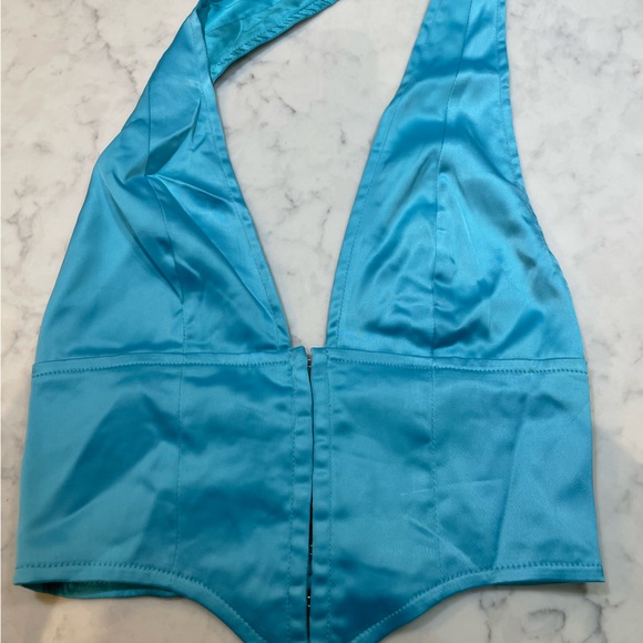 NWT Mallory Messi Satin Halter Backless Corset top XS - Picture 6 of 8
